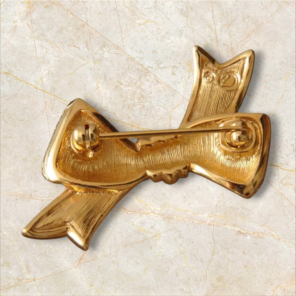 Swarovski Black Enamel Gold Tone Crystal Bow Brooch 1301 - Picture 2 of 4